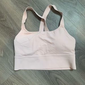 Athleta Warrior Longline Sports Bra pink A-C
